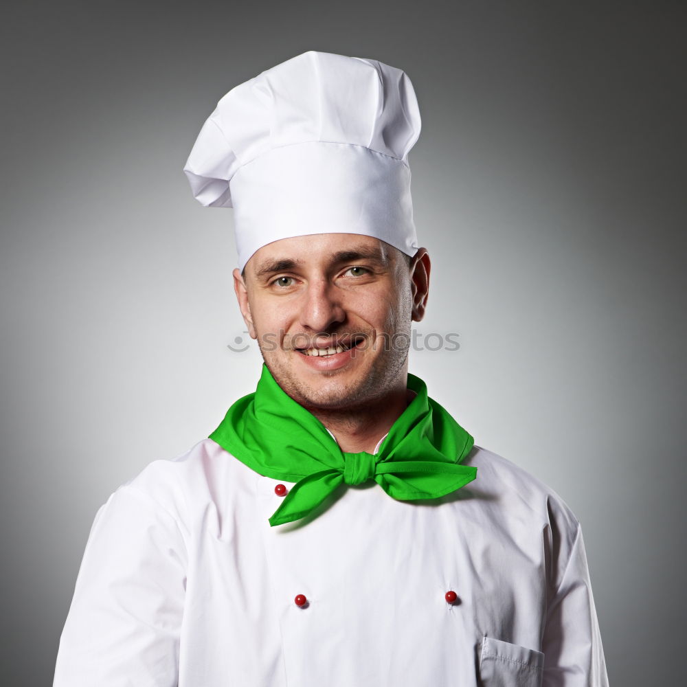 Similar – Grandfather With Grandson with cook hat and mustache on gray background