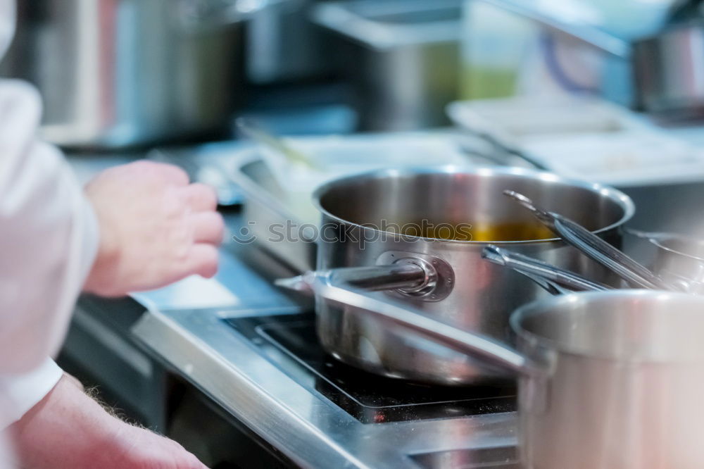 Image, Stock Photo woman hands sprinkling white flour over croissants