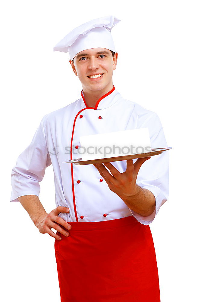 Similar – chef in red uniform holding a blank notebook