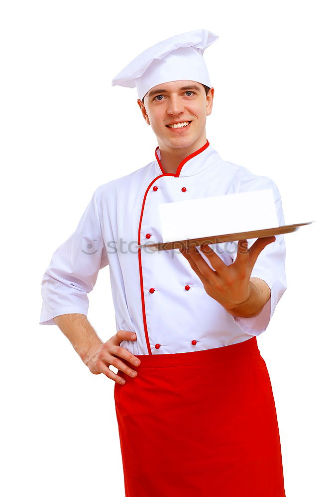 Similar – chef in red uniform holding a blank notebook