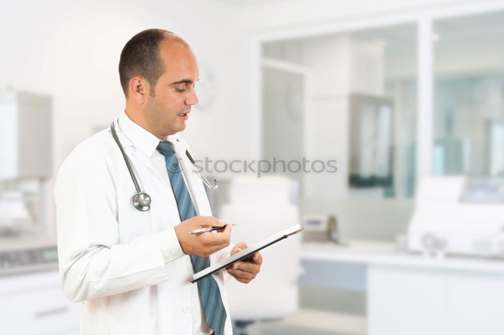 Similar – Image, Stock Photo Beautiful doctor writting on cellphone at hospital