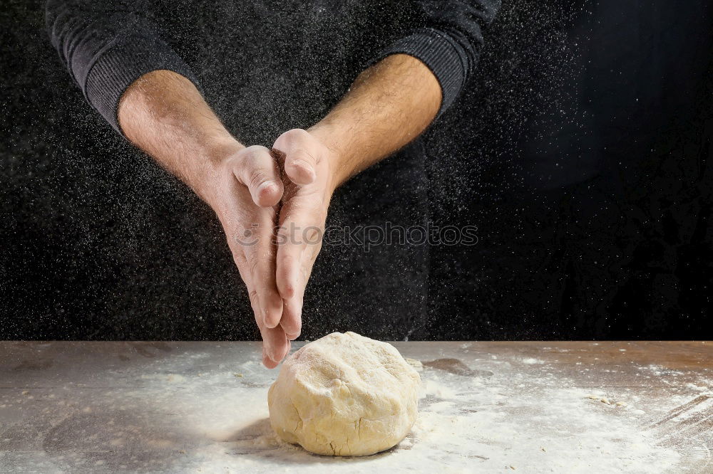 Similar – Image, Stock Photo spoon with white wheat flour in the male hands of a cook