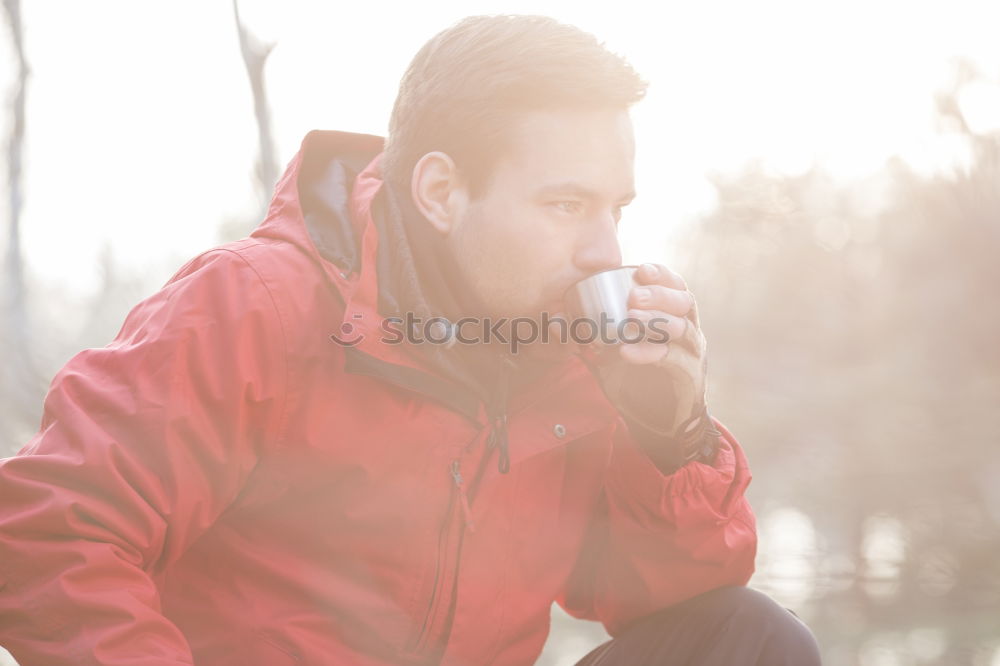 Young Backpacker enjoying of Nature.