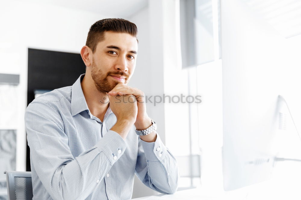 Similar – Bearded man in sunglasses looking at the window