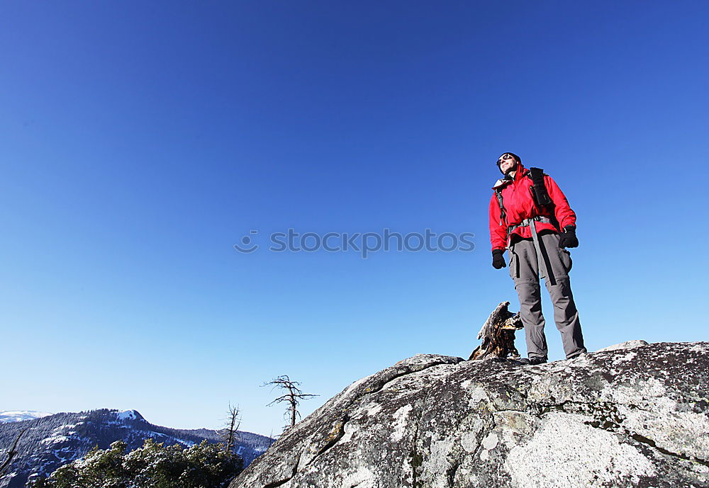 Similar – Hiker photographs the landscape