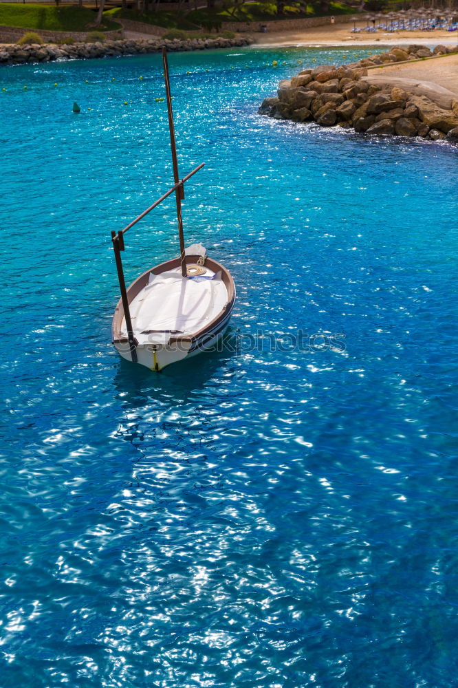 Similar – Blue sea and ship in Menorca, Spain