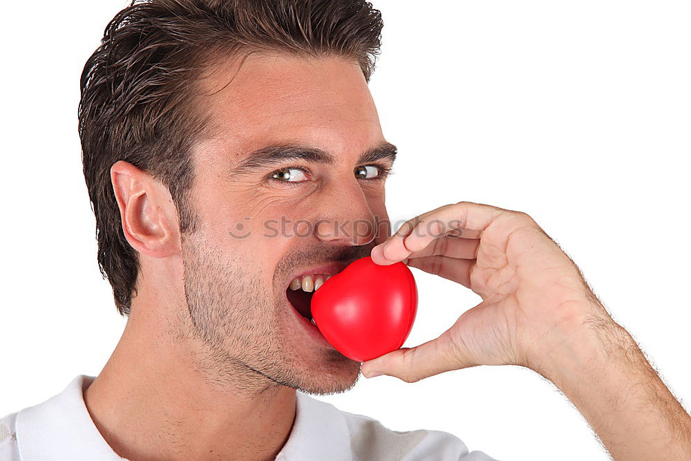 Similar – Close up portrait of a woman with red clown nose