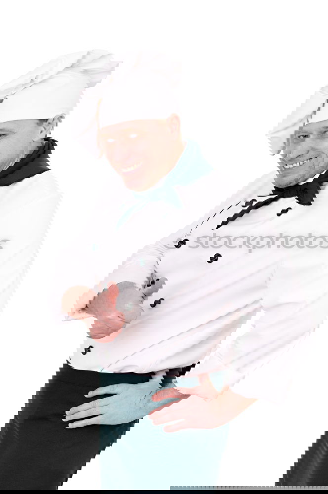 Similar – Image, Stock Photo cook holding an empty round white frying pan