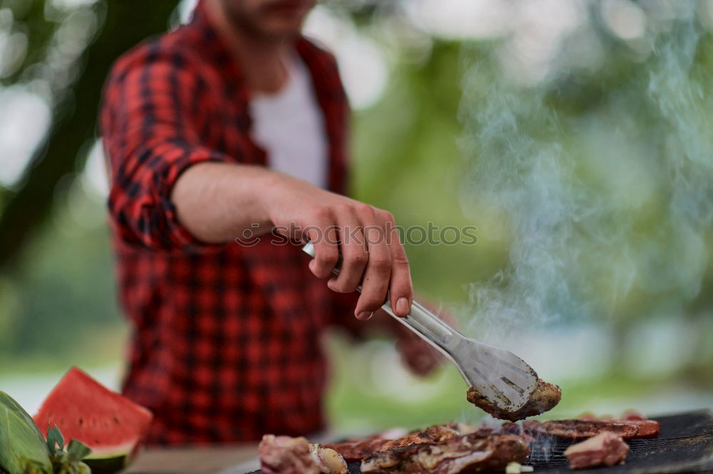 Similar – Image, Stock Photo BBQ Man Human being