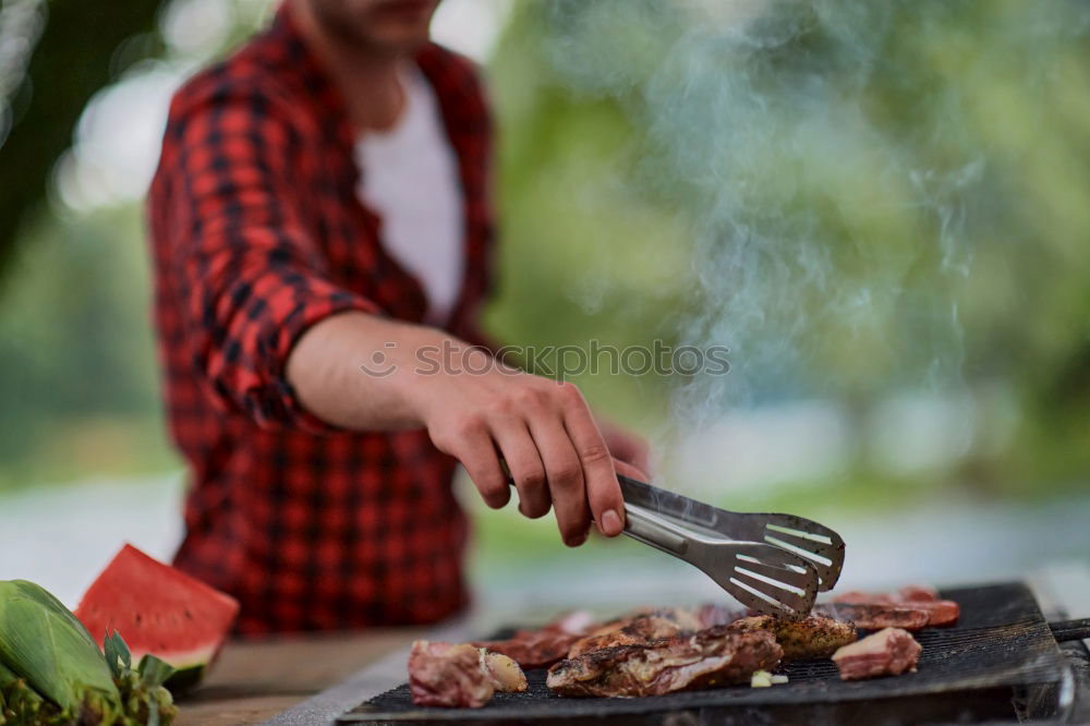 Similar – Image, Stock Photo BBQ Man Human being