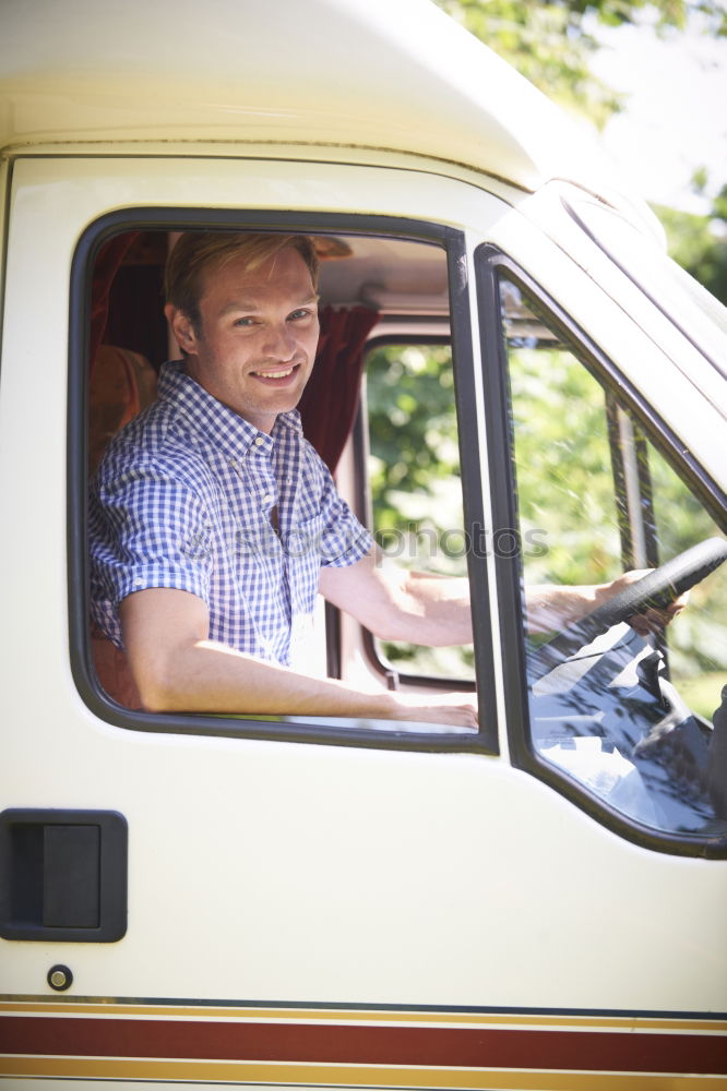 Similar – Image, Stock Photo Seniors in their Camping Bus