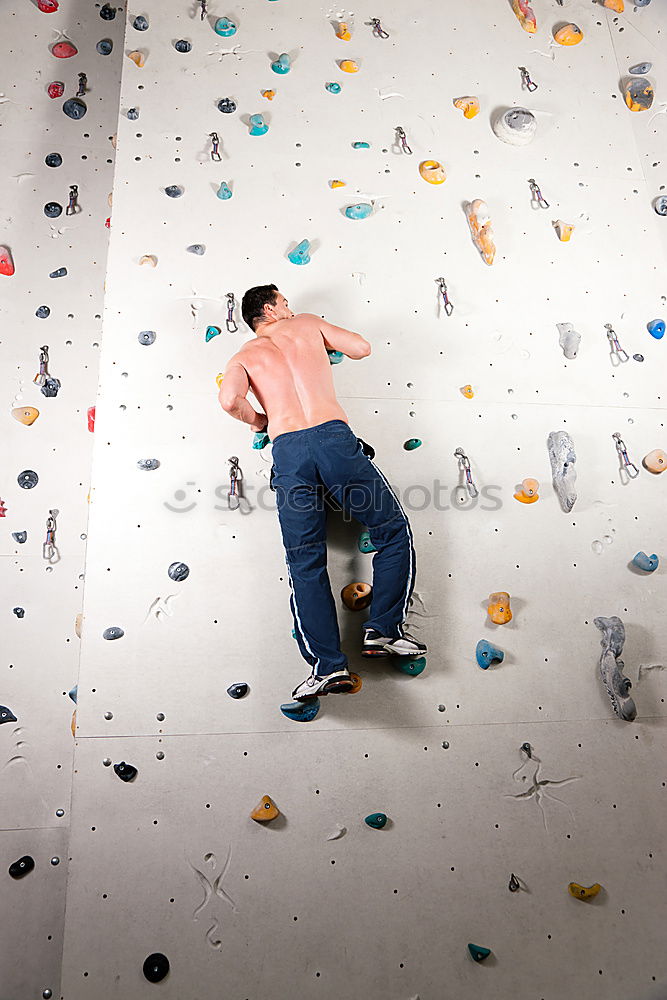 Similar – Image, Stock Photo little boy climbing a rock wall indoor