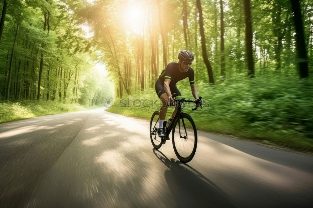 Similar – Image, Stock Photo Cyclist riding along a paved mountain road