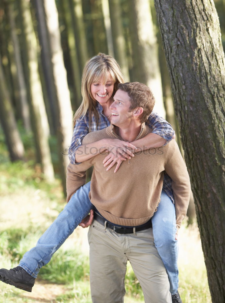 Similar – Image, Stock Photo Couple, Spring, Smile, Hug, Play, Flirt