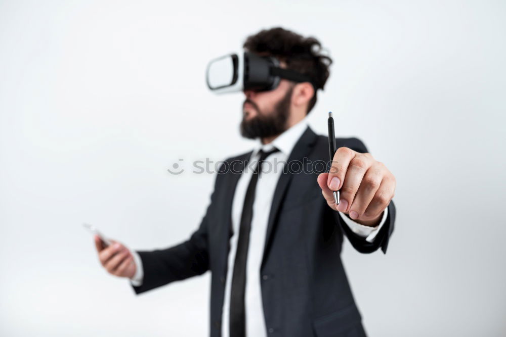 Similar – Image, Stock Photo afro businessman playing virtual reality simulation