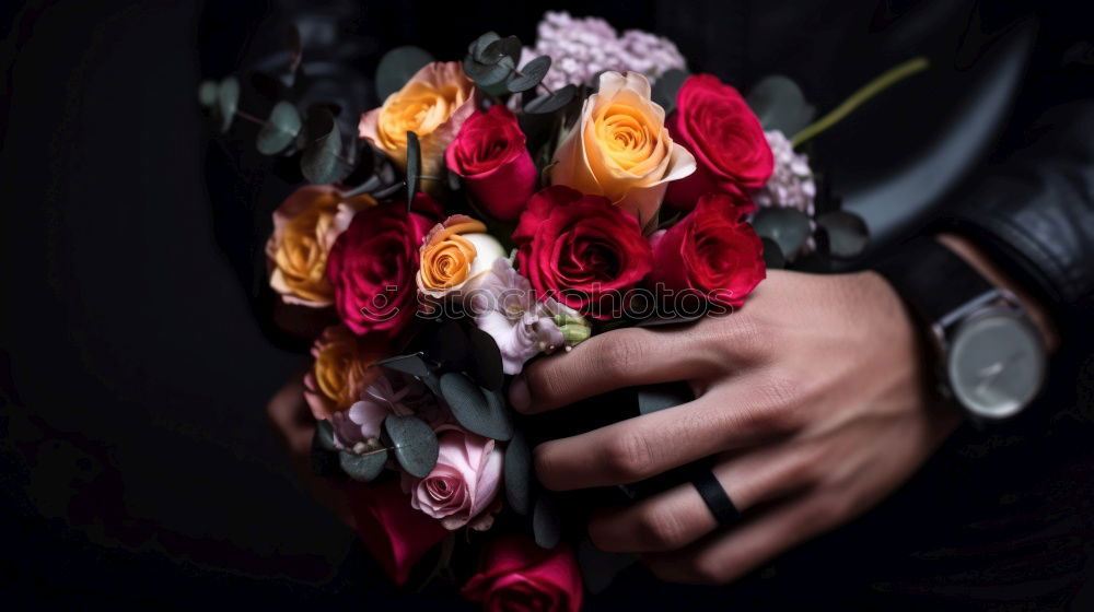 Similar – Image, Stock Photo Woman wrapping Christmas wreath with natural flowers