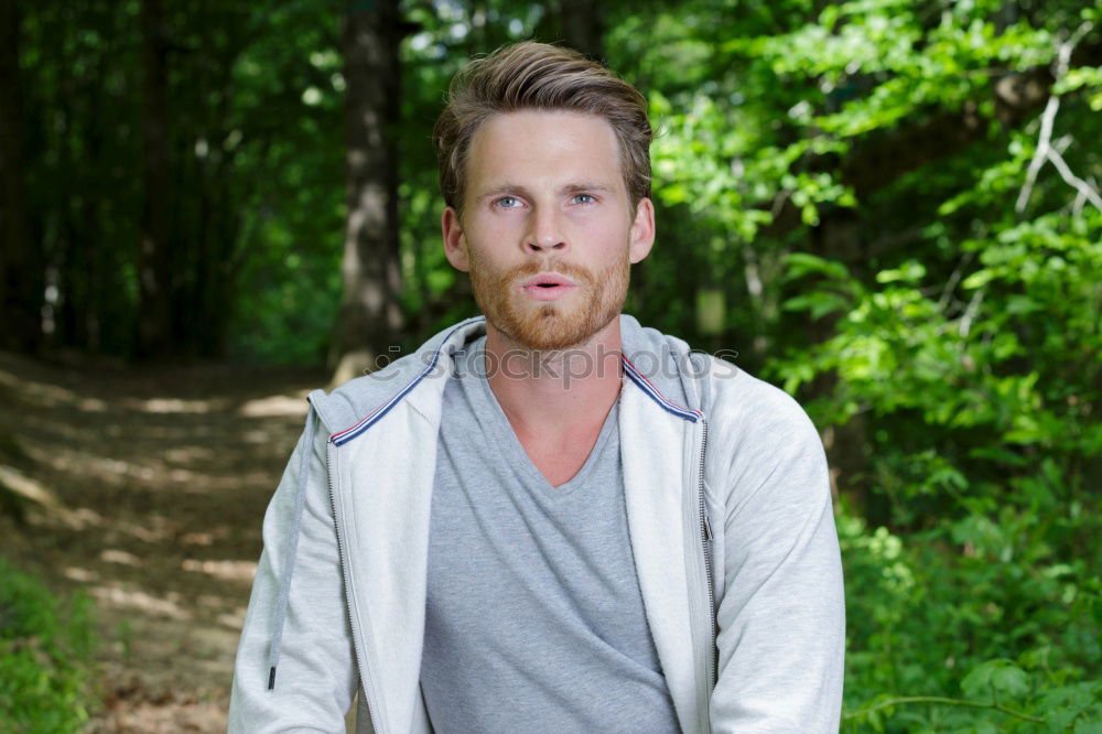 Image, Stock Photo Yoga teacher portrait. Red hair man with a red beard