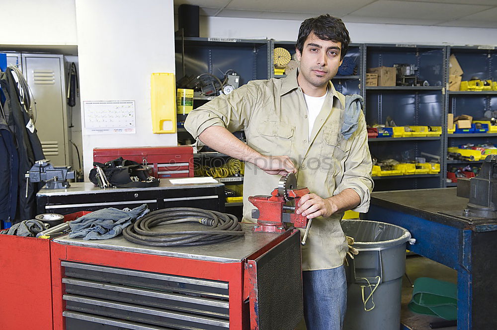 Similar – Image, Stock Photo Motorcycles mechanic resting having a beer