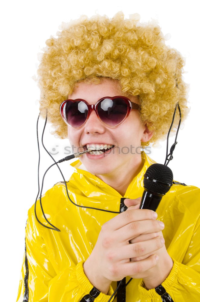 Similar – Image, Stock Photo Person with monkey mask looking cool over sunglasses