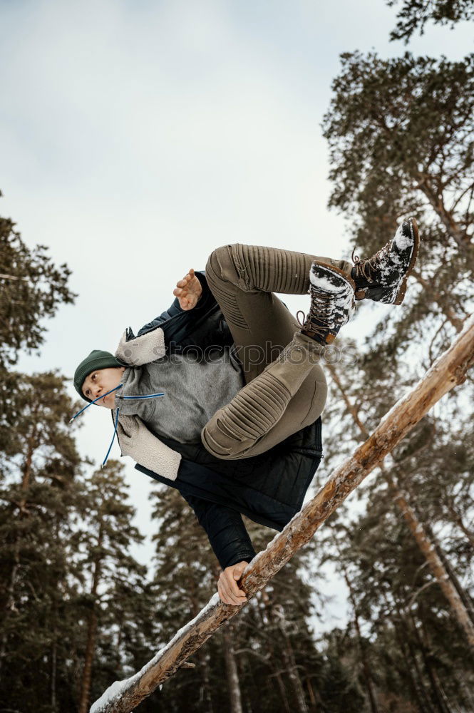 Similar – Man slip on ice and falling down stairs