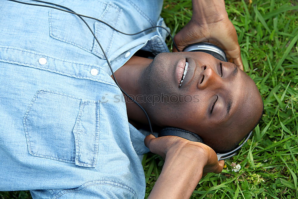 Similar – Image, Stock Photo Young man alone listening to music