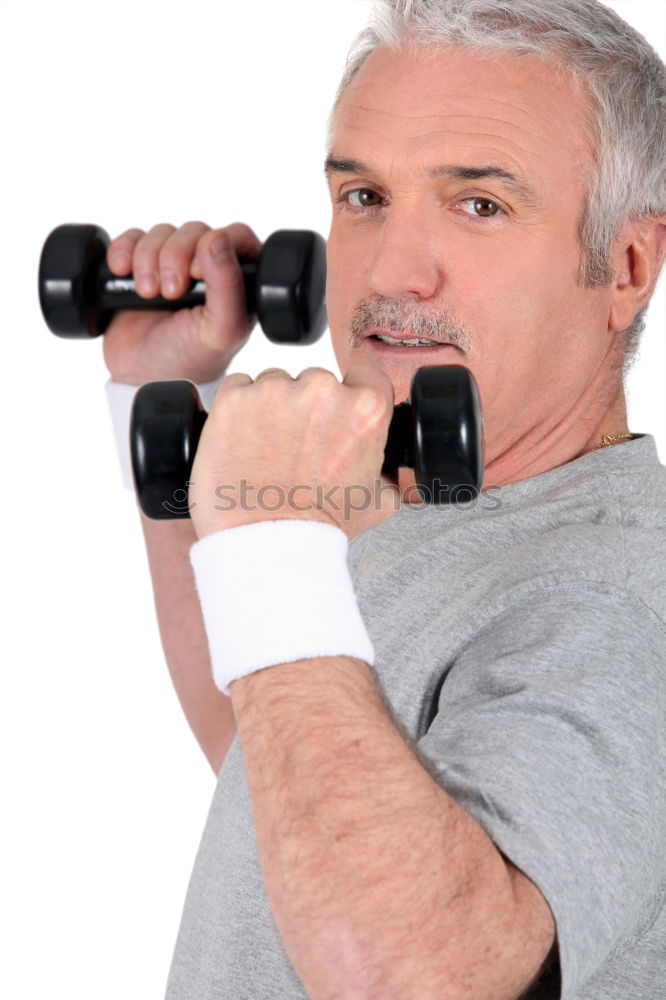 Similar – Image, Stock Photo Man hand lifting barbell on a bench press training