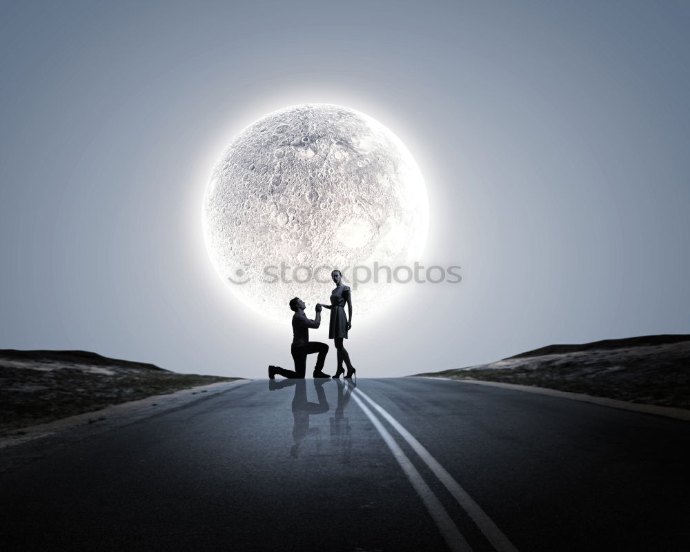 Similar – Image, Stock Photo Silhouette of hiking friends against sun