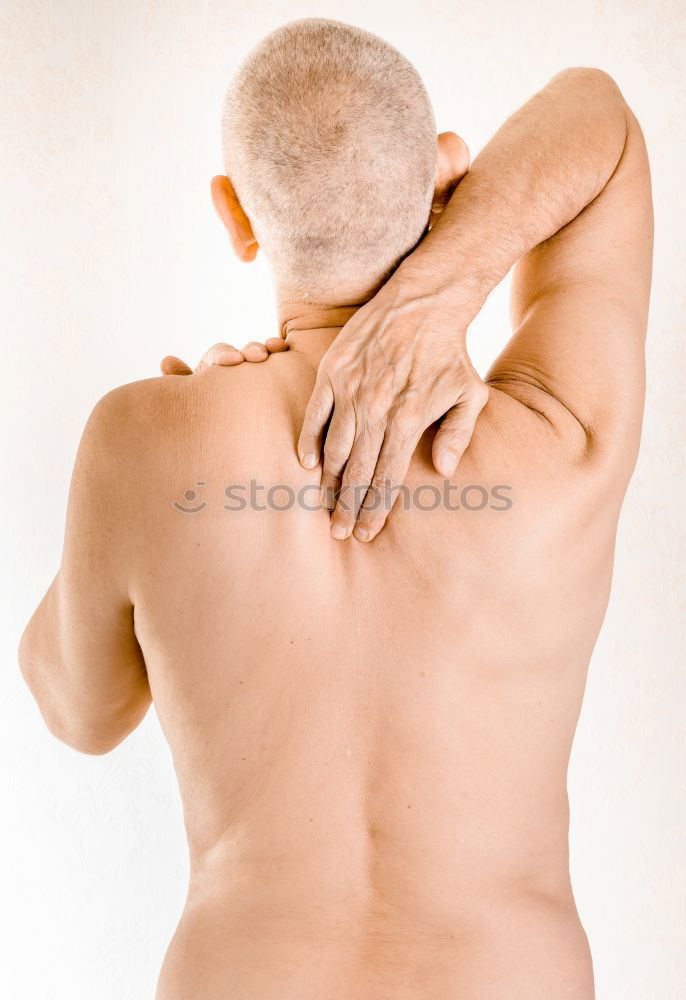 Similar – Image, Stock Photo Man suffering of thoracic vertebrae pain