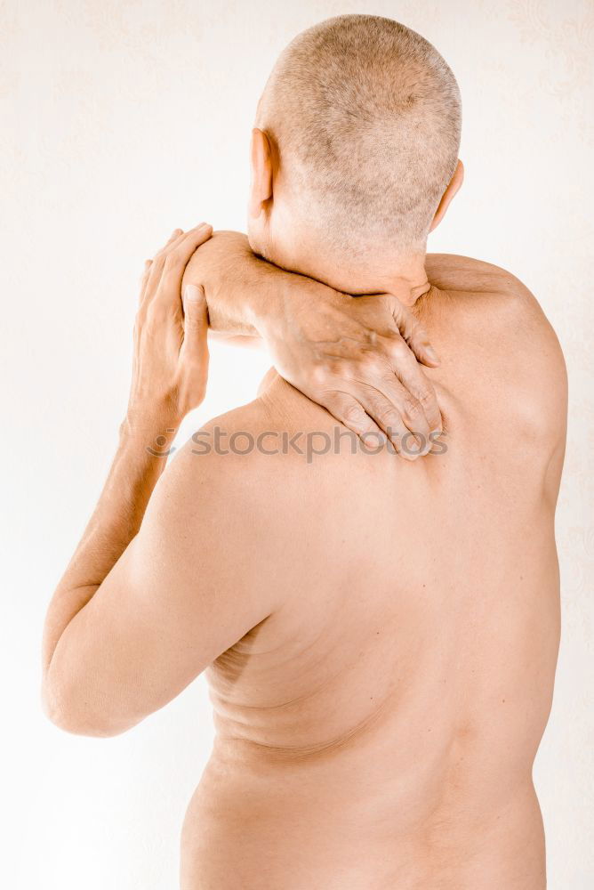 Similar – Image, Stock Photo Man suffering of trapezius muscle pain