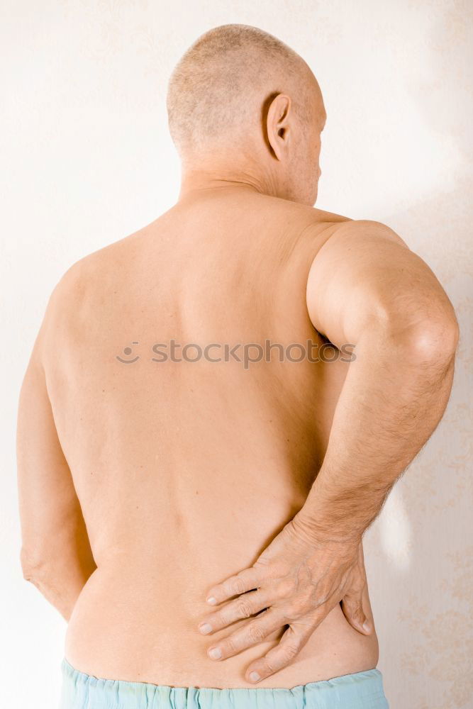 Similar – Image, Stock Photo Man suffering of trapezius muscle pain