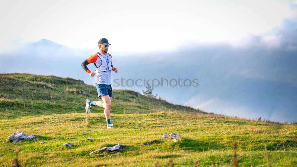 Similar – Image, Stock Photo jump Alpine pasture Summer