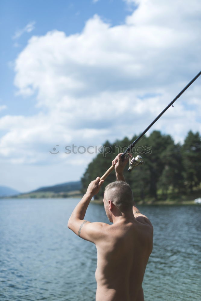 Man on fishing with rod