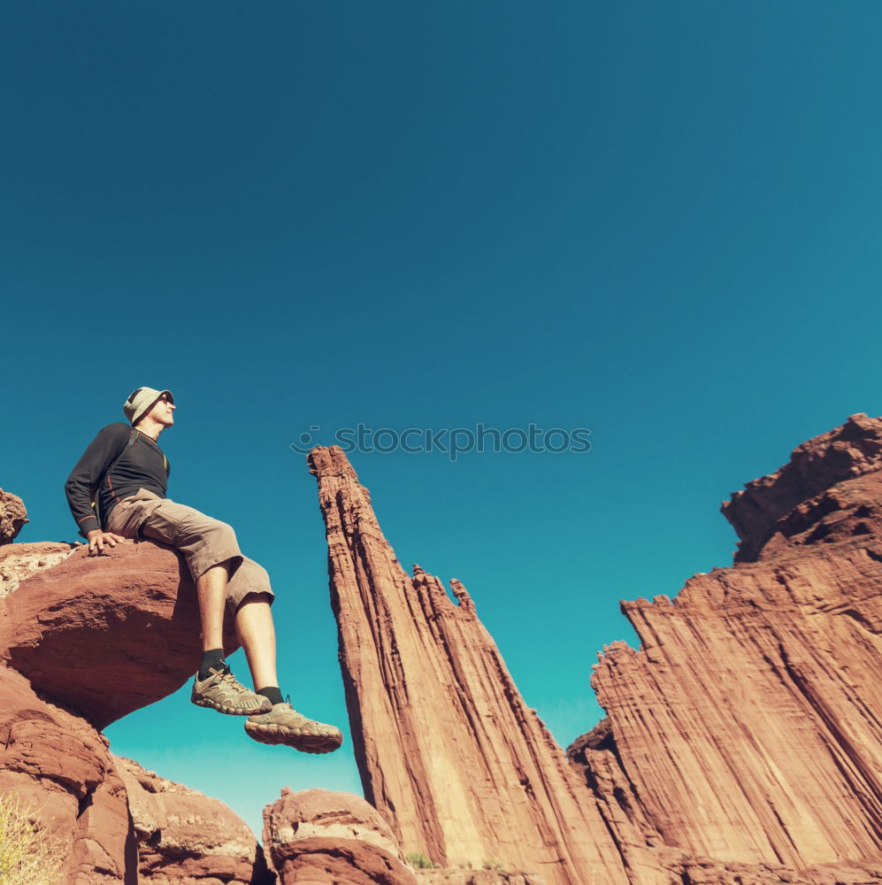 Similar – Image, Stock Photo Hikers on the summit.