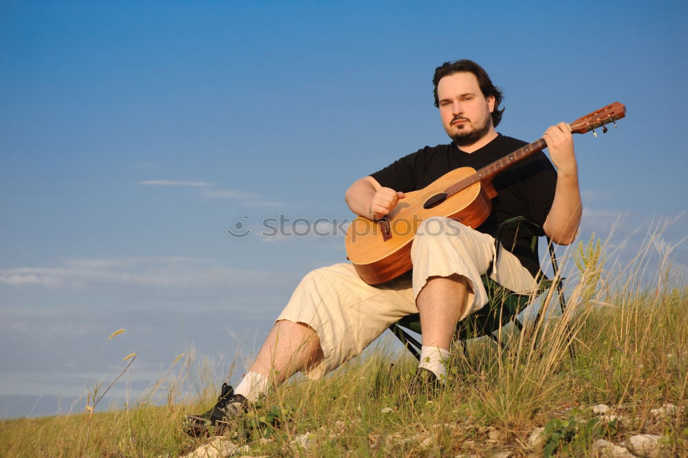 Similar – Image, Stock Photo Man with guitar in woods