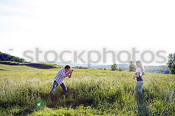 Similar – Image, Stock Photo Two children running down a hill