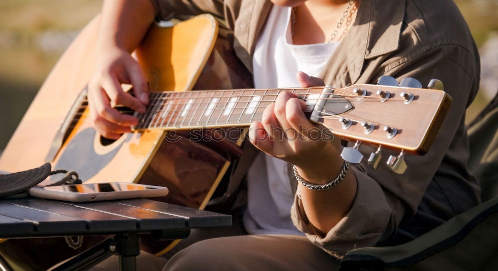 Similar – Image, Stock Photo Man playing guitar in nature