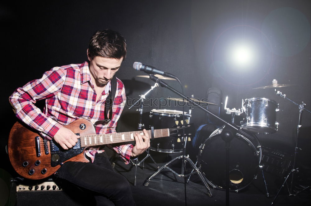 Similar – Image, Stock Photo outdoor photo session with a bass player and his instruments