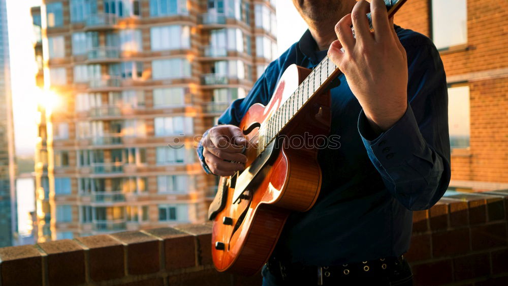 Similar – Image, Stock Photo outdoor photo session with a bass player and his instruments