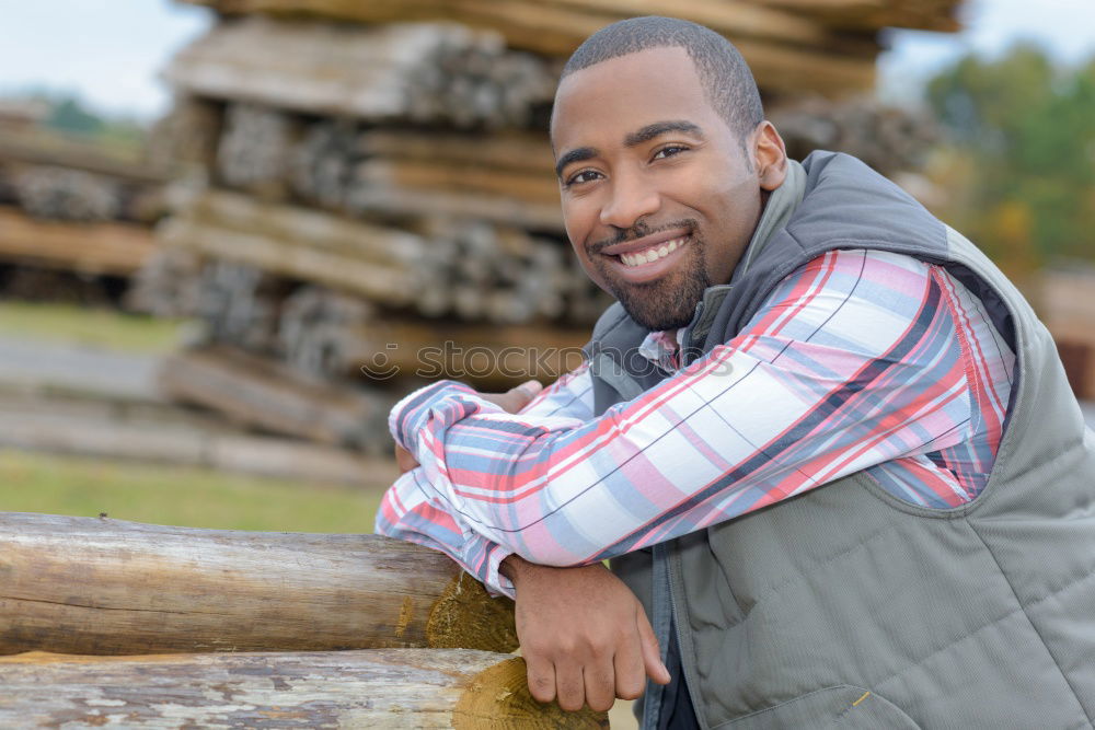 Similar – Image, Stock Photo Black man smiling and sitting in urban steps