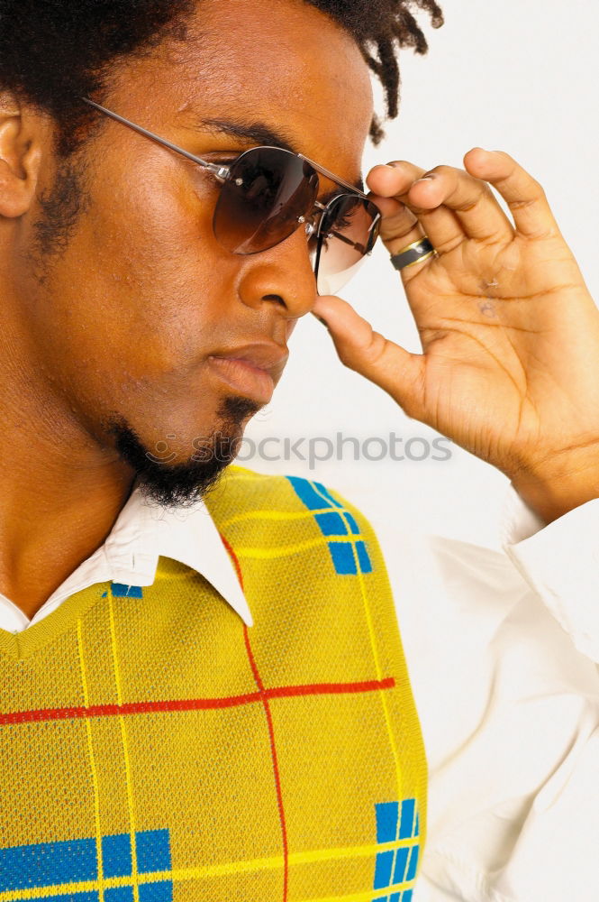 Similar – Image, Stock Photo Portrait of handsome afro man using his mobile.