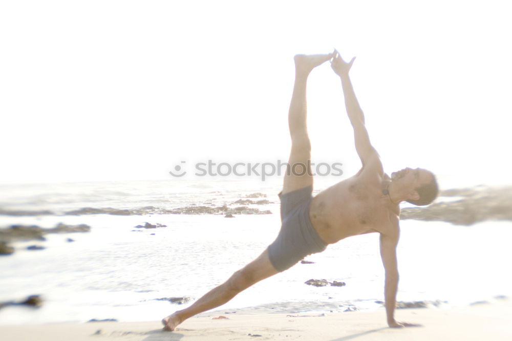 Similar – Image, Stock Photo African American woman doing yoga exercise on beach