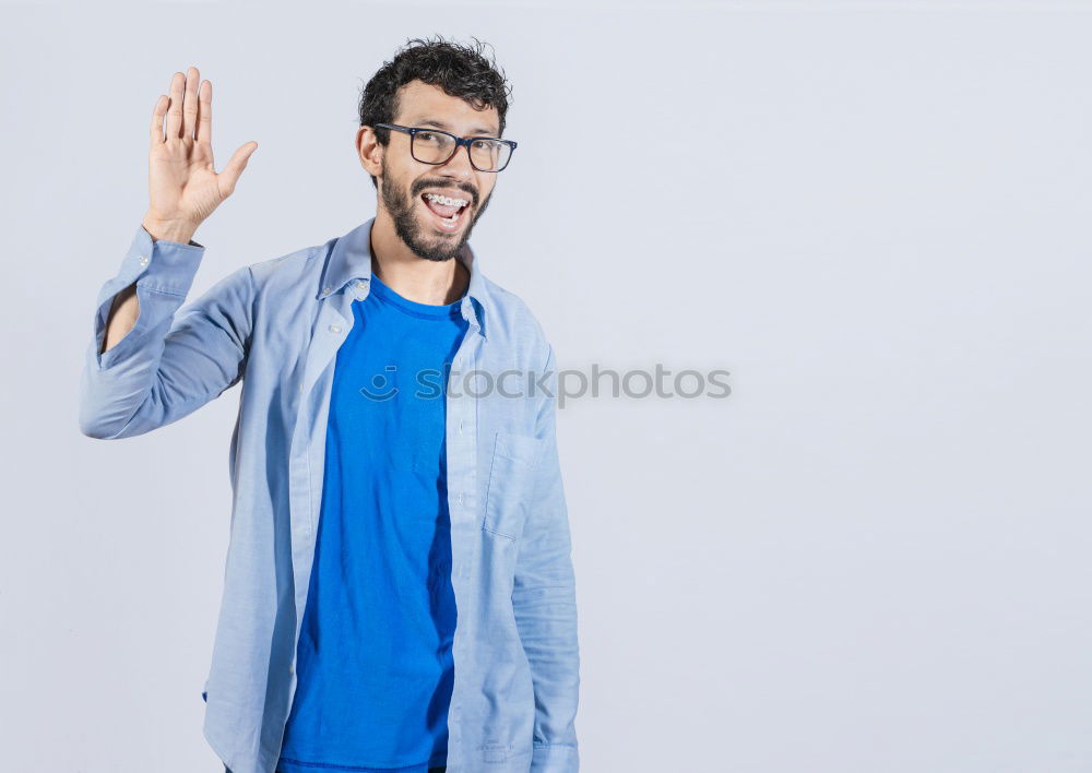 Similar – Image, Stock Photo Funny portrait of a man touching his mustache.