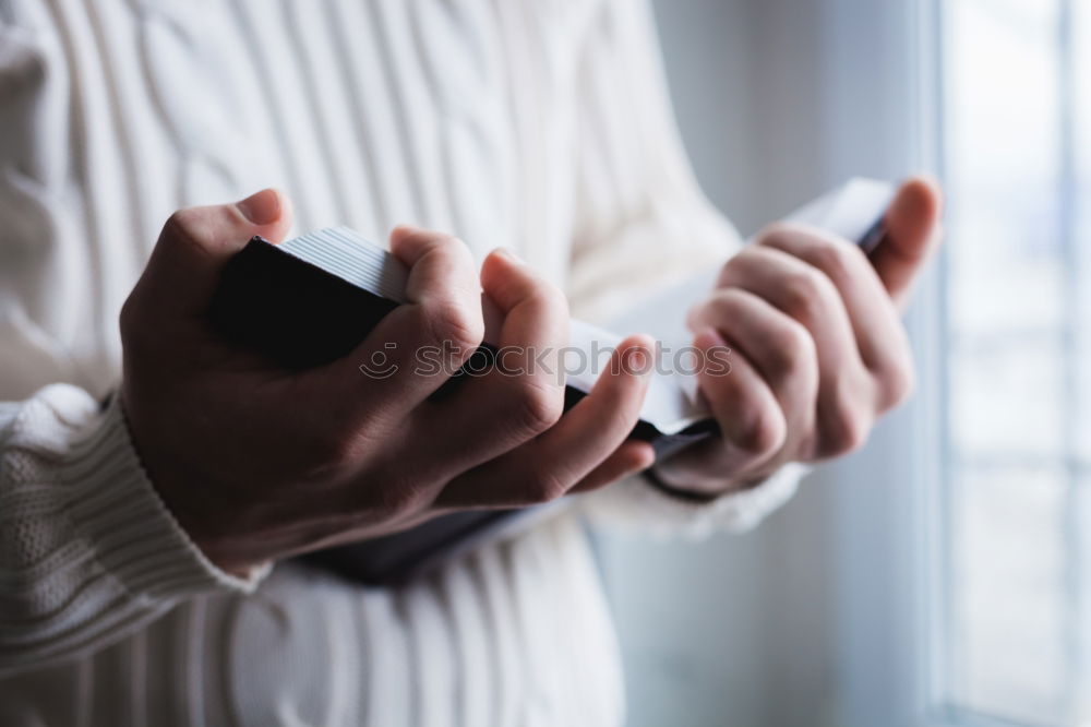 Similar – Image, Stock Photo Man stirs with spoon in coffee