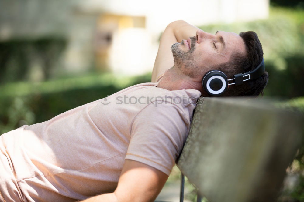 Similar – Image, Stock Photo Young man alone listening to music