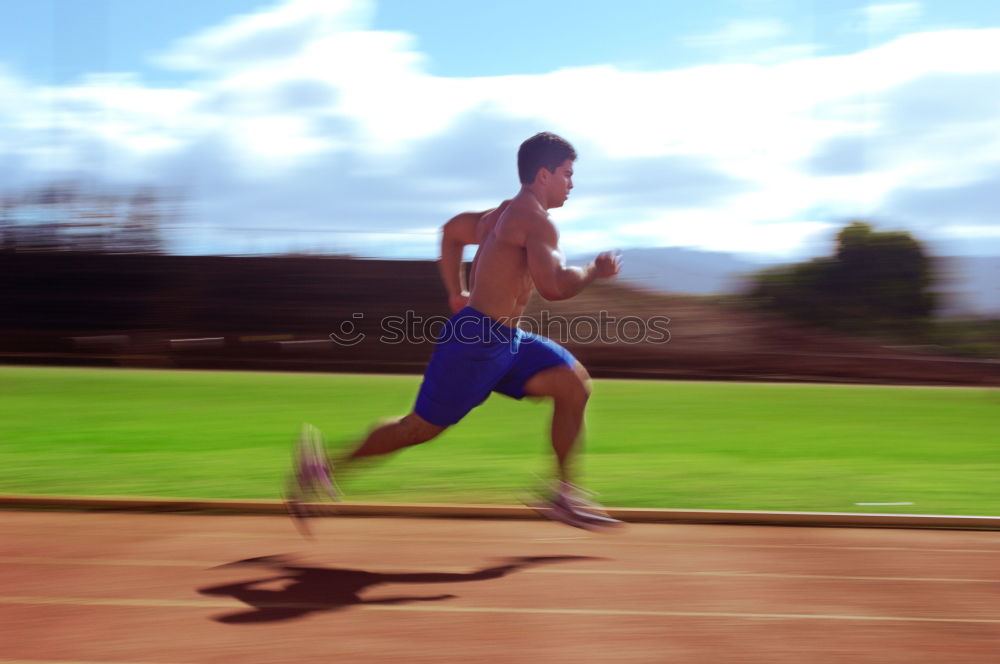 Similar – Image, Stock Photo Disabled man athlete training with leg prosthesis.