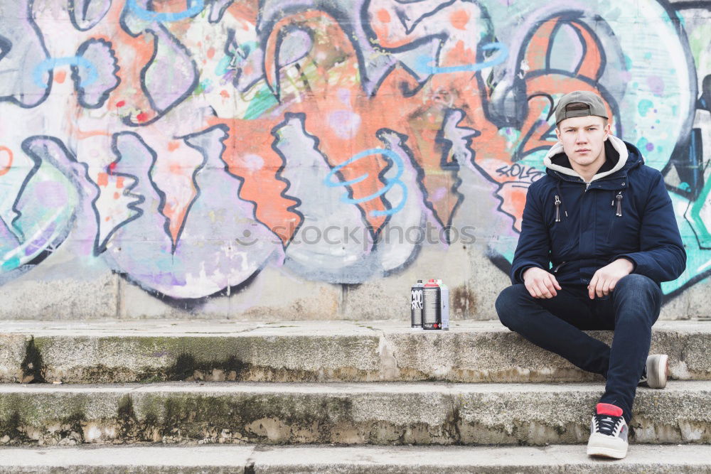 Similar – Image, Stock Photo Man standing at house with graffiti