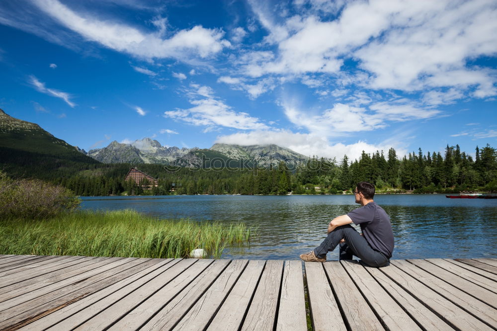 Similar – silent lake Lake Sky Canoe