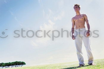 Similar – Image, Stock Photo Young bare man in colored smoke outdoors in the forest