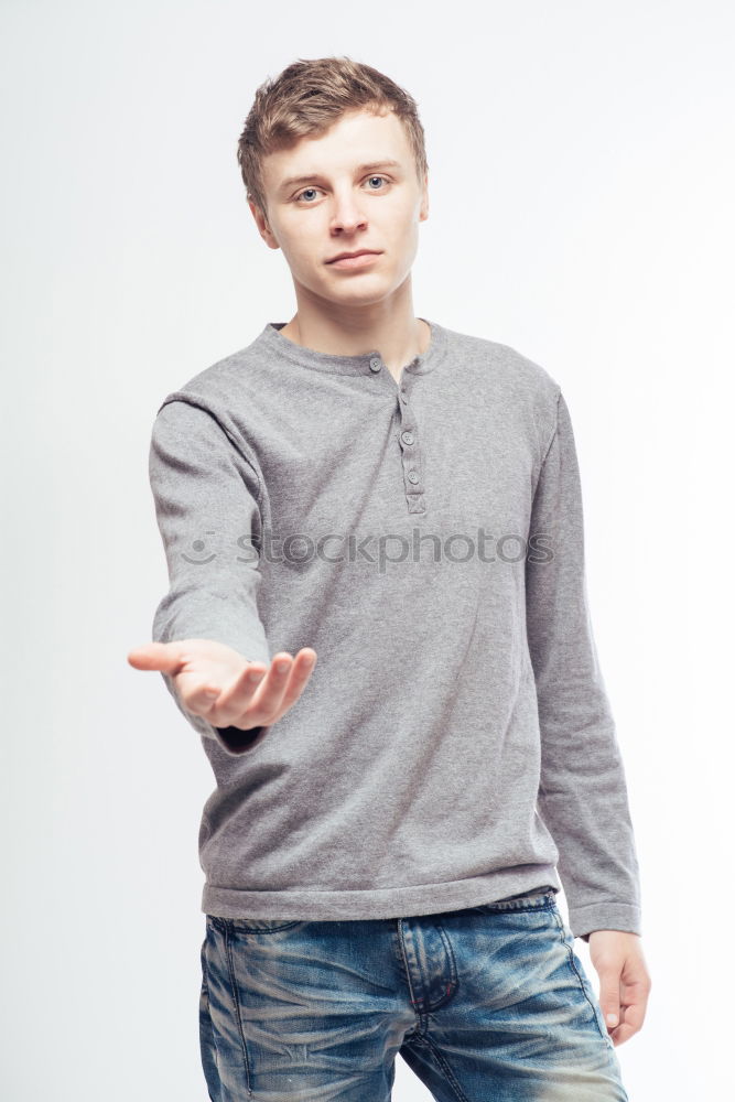 Similar – Image, Stock Photo Portrait of a teenager rebellious man with a blue background