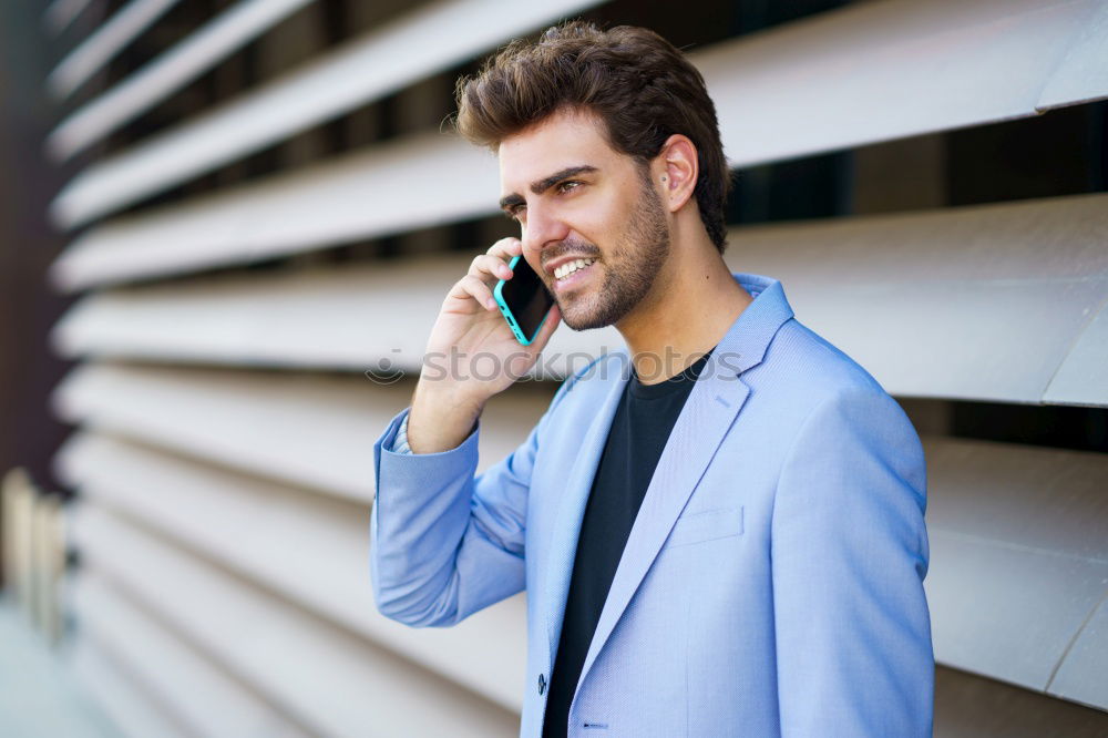 Similar – Image, Stock Photo Modern young man with mobile phone in the street.